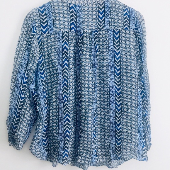 |Lucky Brand| Beaded Chevron Boho Blouse Top Sz 1X - Picture 4 of 5